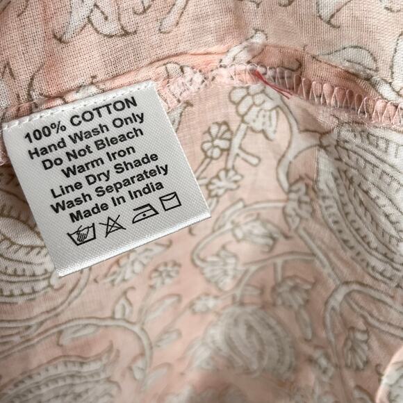 Marea Puff Sleeve Steph Top Small Blush Pink Floral V Neck Boho Tasseled Cotton - Picture 11 of 11